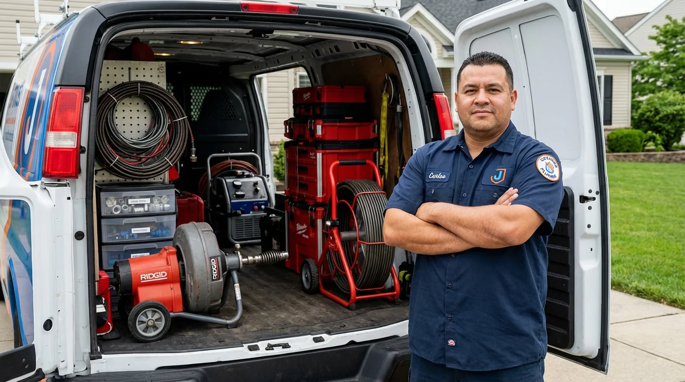 Professional drain cleaning equipment and Johns Plumbing LLC plumber in Brattleboro