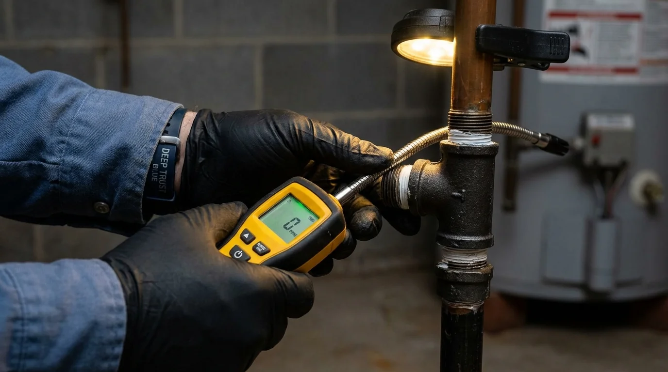 Gas leak detection with electronic sniffer by Johns Plumbing LLC in Brattleboro